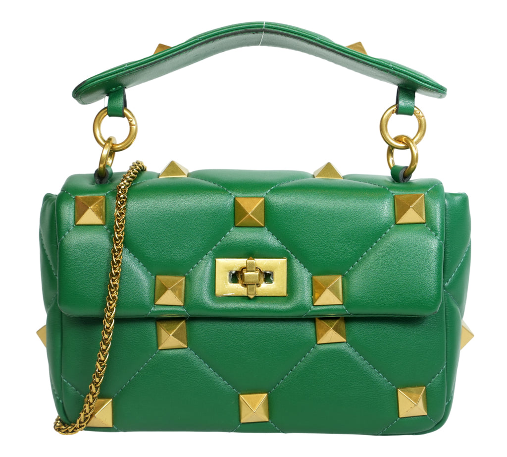 Jungle Green Small Roman Stud Top Handle Bag