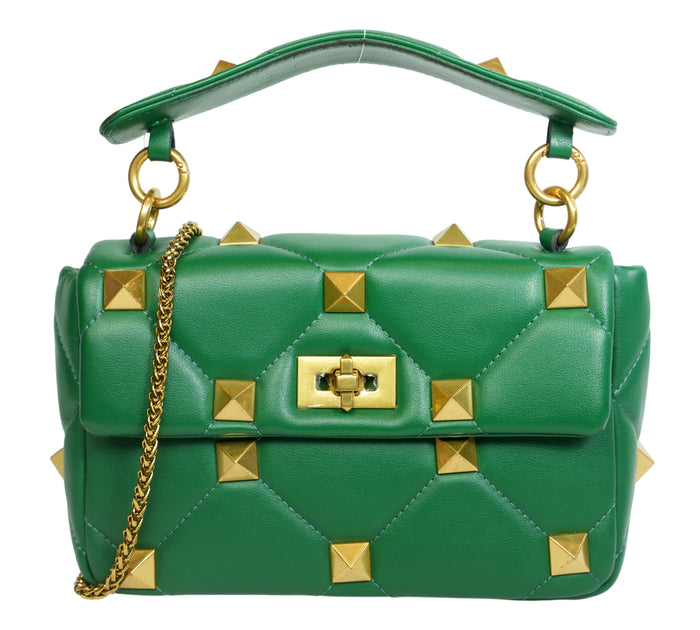 Jungle Green Small Roman Stud Top Handle Bag