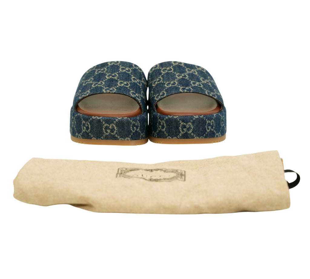 Angelina GG Denim Platform Slide Size 40 - Eur