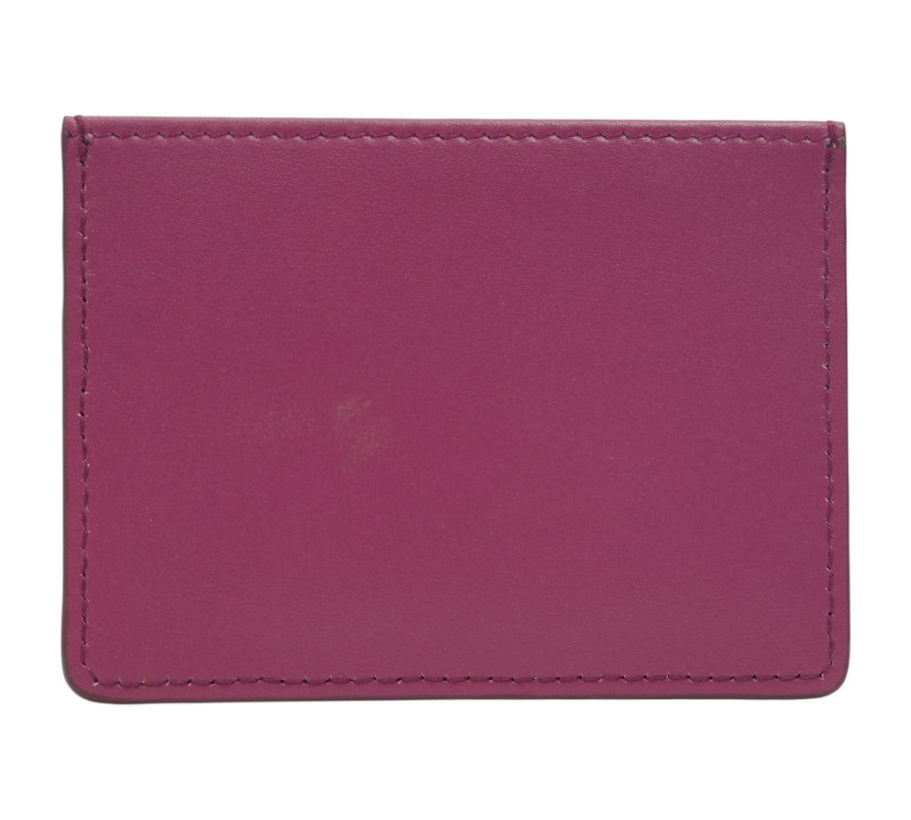 Plum Purple Smooth Calfskin Logo Stamp Card Holder