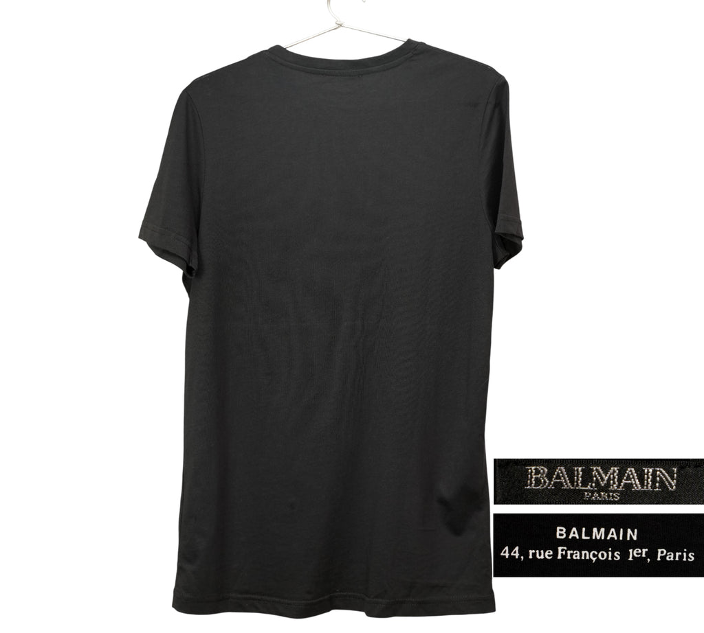 Black Logo-Print Button-Embellished T-Shirt Size - XS