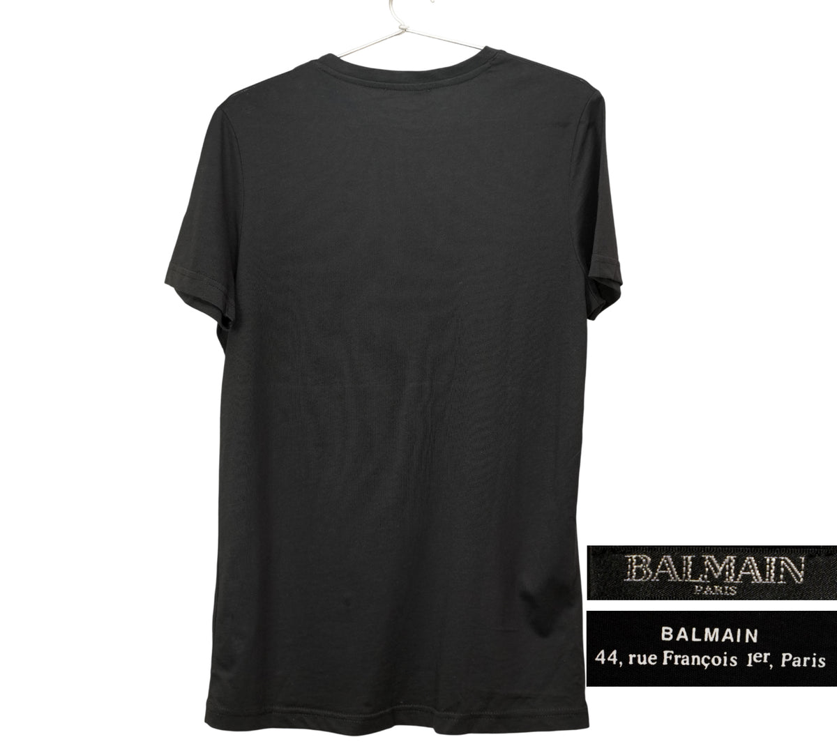 Balmain  Black Logo-Print Button-Embellished T-Shirt Size - XS