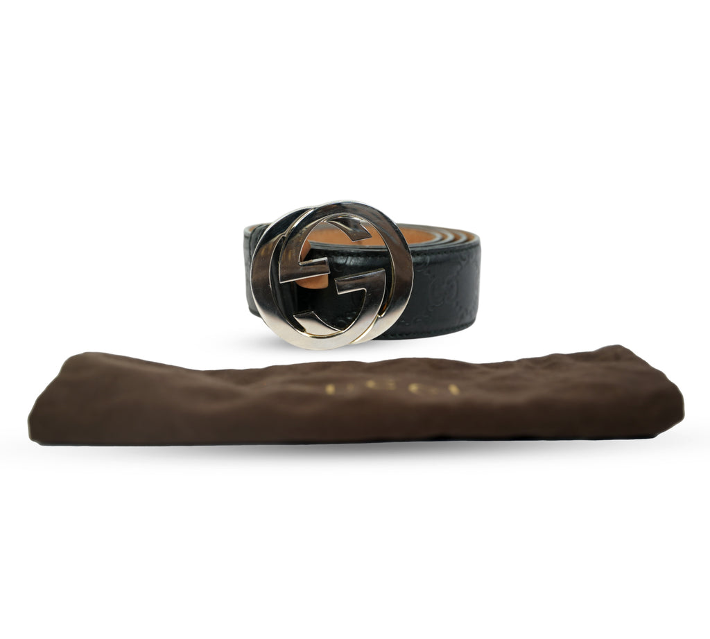 Black Guccissima Interlocking G Belt Size - 105 Cm