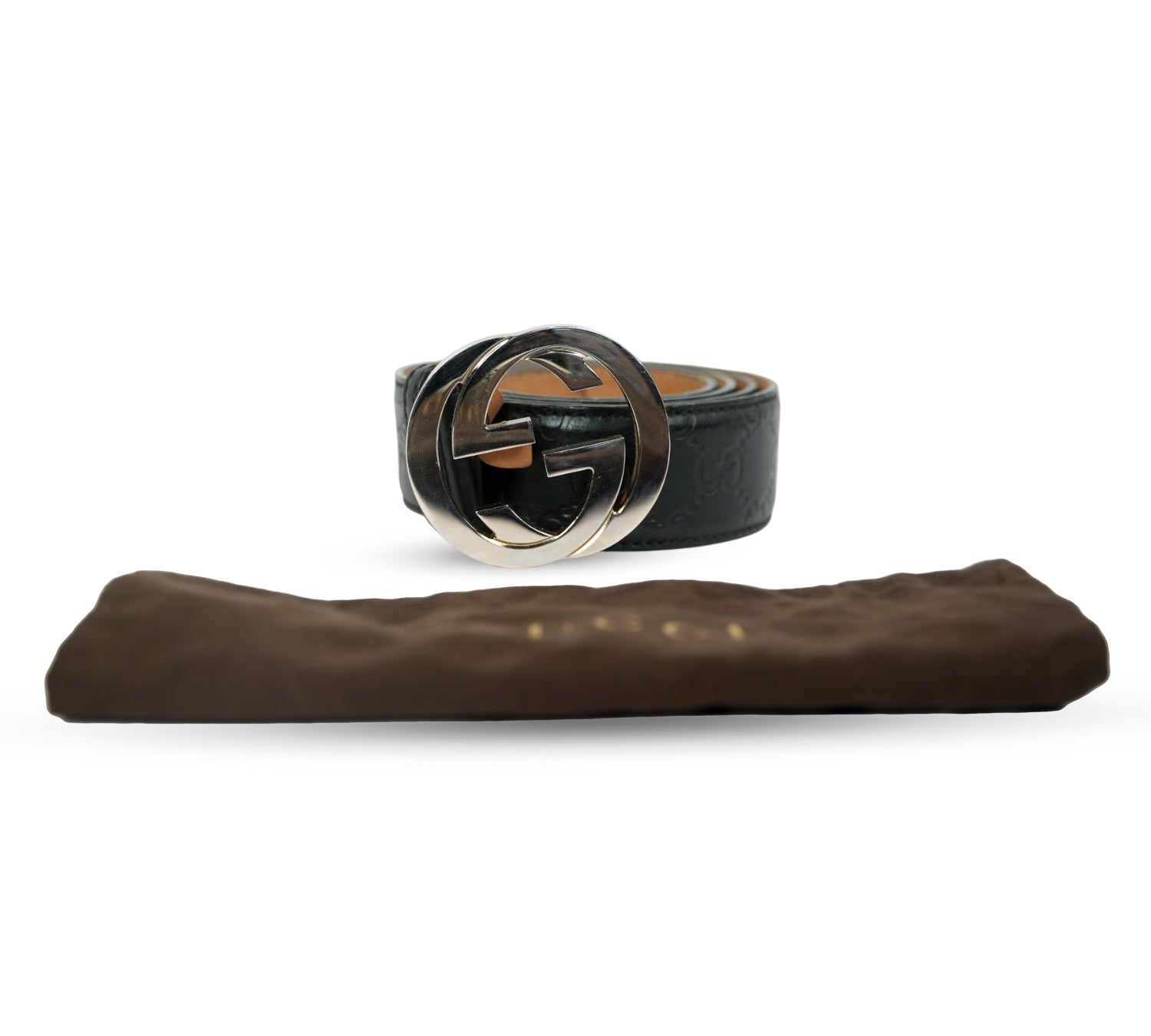 Black Guccissima Interlocking G Belt Size - 105 Cm