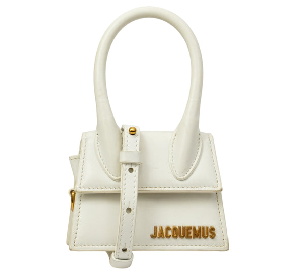 White Le Chiquito Mini Leather Top Handle Bag