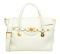 White Leather Medusa Medallion Tote Bag