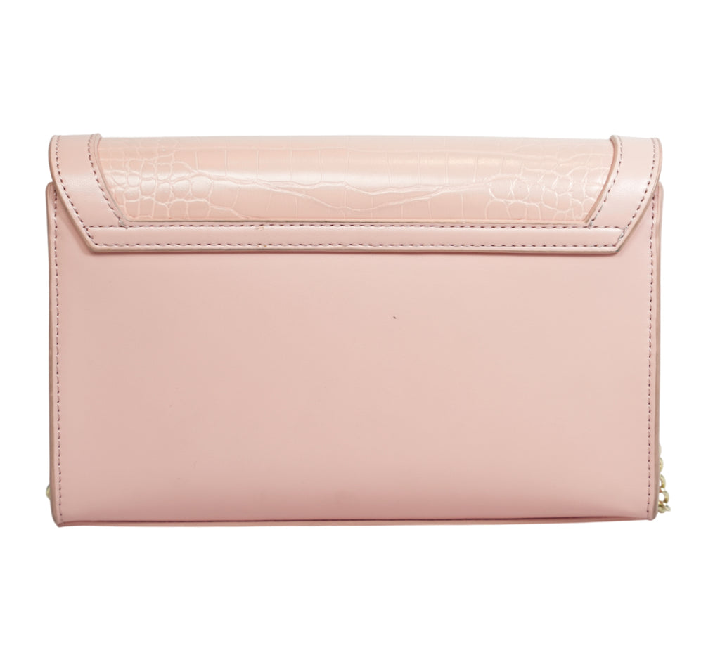 Pink Mock Croc Heart Logo Sling