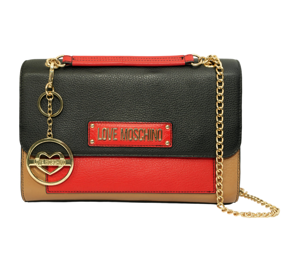 Borsa Vitello Pebble Grain Color-Block Shoulder Bag