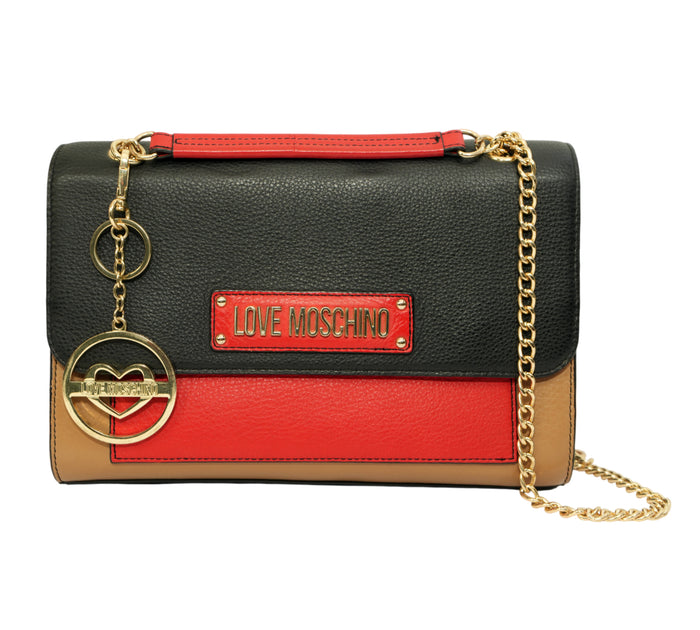 Borsa Vitello Pebble Grain Color-Block Shoulder Bag