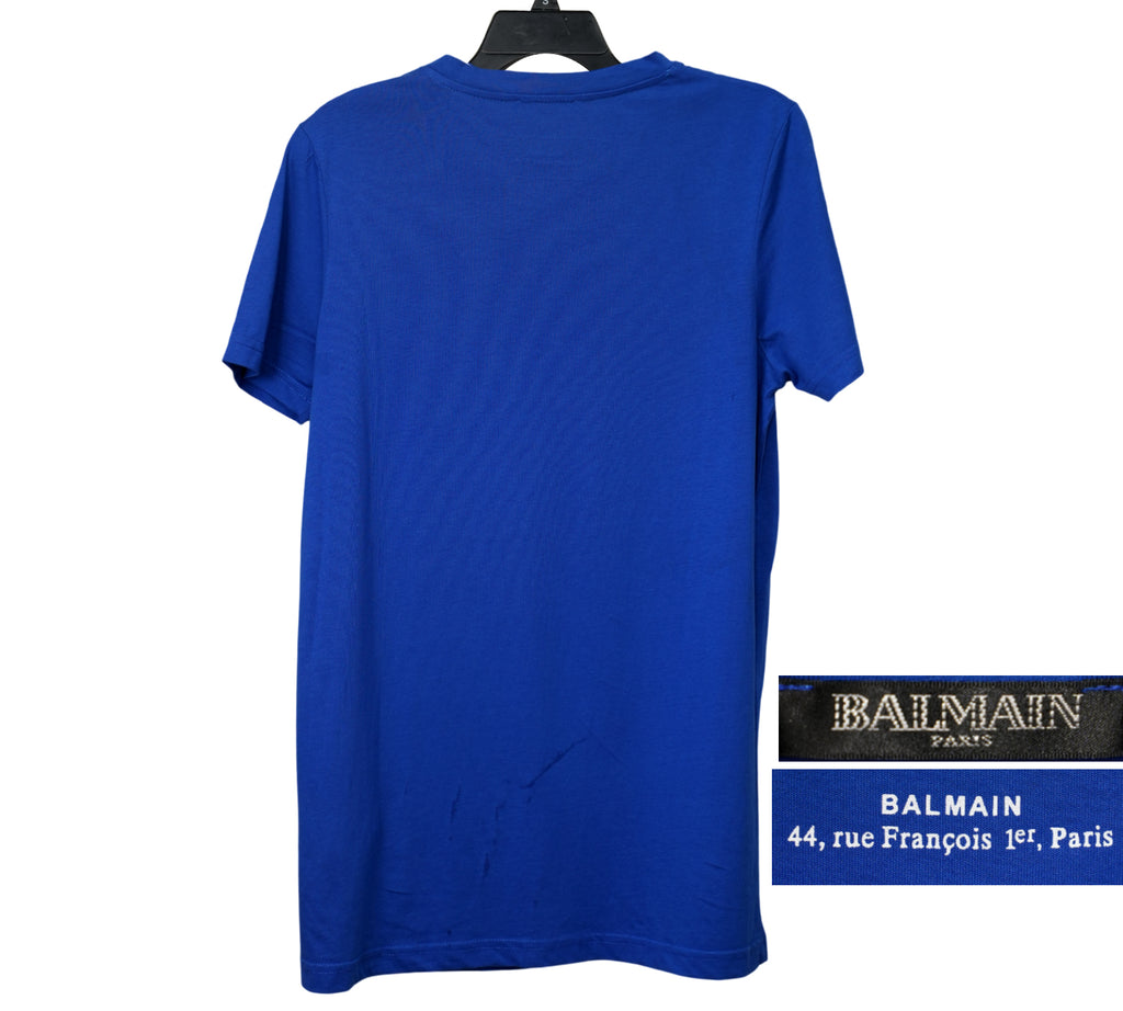 Blue Logo-Print Button-Embellished T-Shirt Size - XS