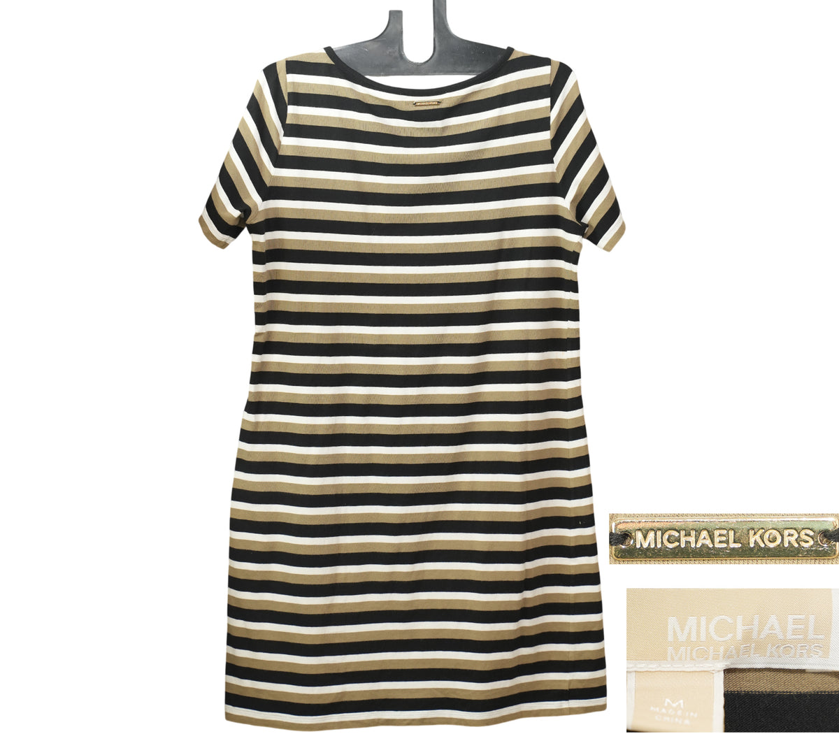 Michael Kors Multi-Stripe Short-Sleeve T-Shirt Dress Size - M