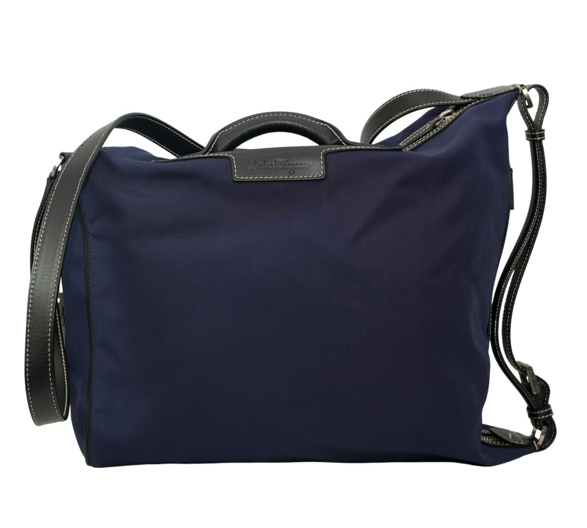 Salvatore Ferragamo Navy Blue Mika Nylon Tote Bag