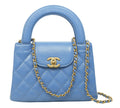 Blue Quilted Calfskin Leather Nano Kelly Shopper Bag