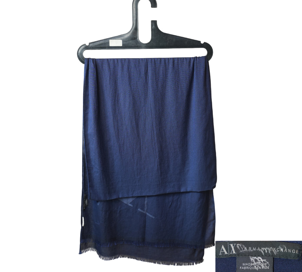 Blue Jacquard Stole With Contrast Logo