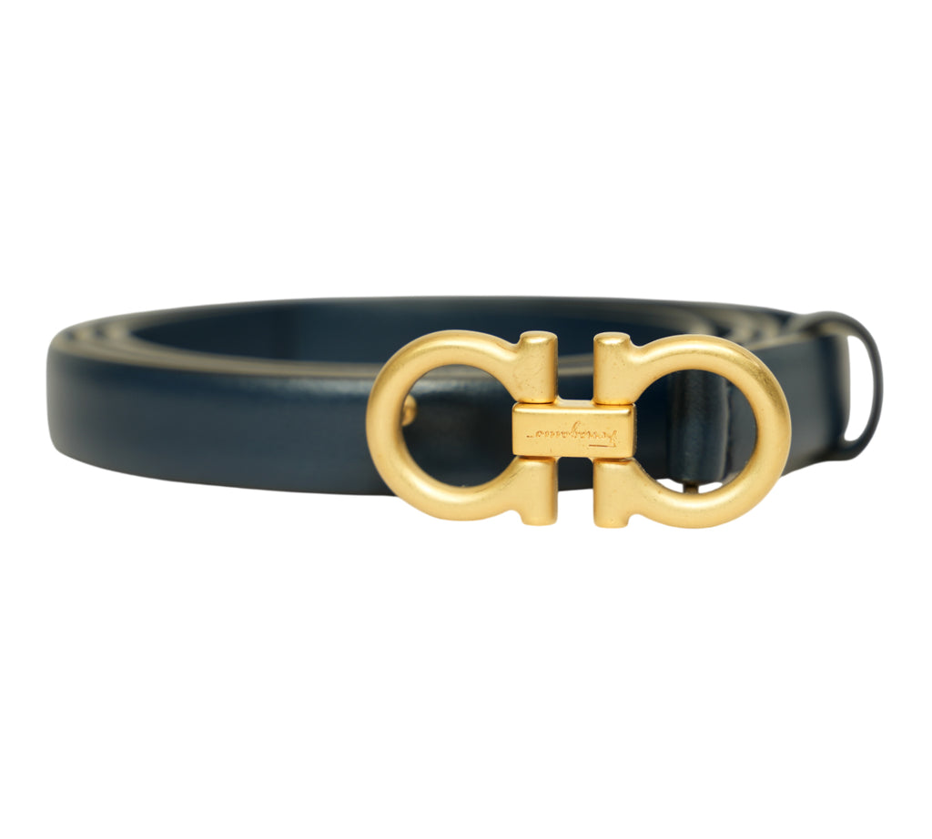 Navy Blue Reversible & Adjustable Gancini Belt Size - 85 Cm