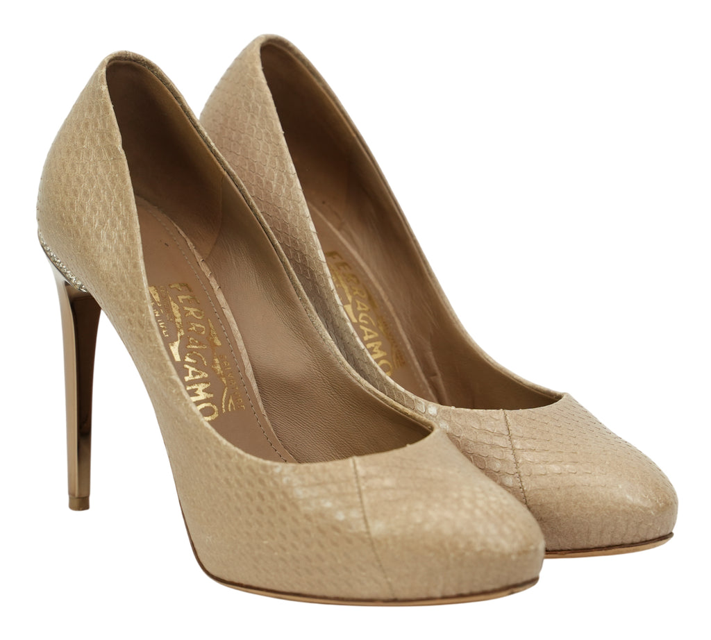 Nutmeg Snakeskin Print Pumps Size 7- UK