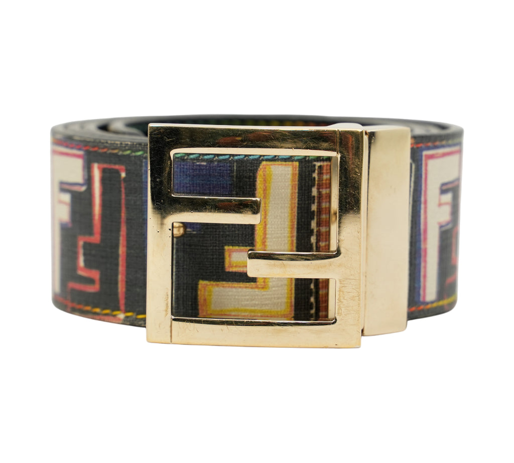 Multicolor Zucca Coated Canvas FF Logo Belt Size - 95 Cm