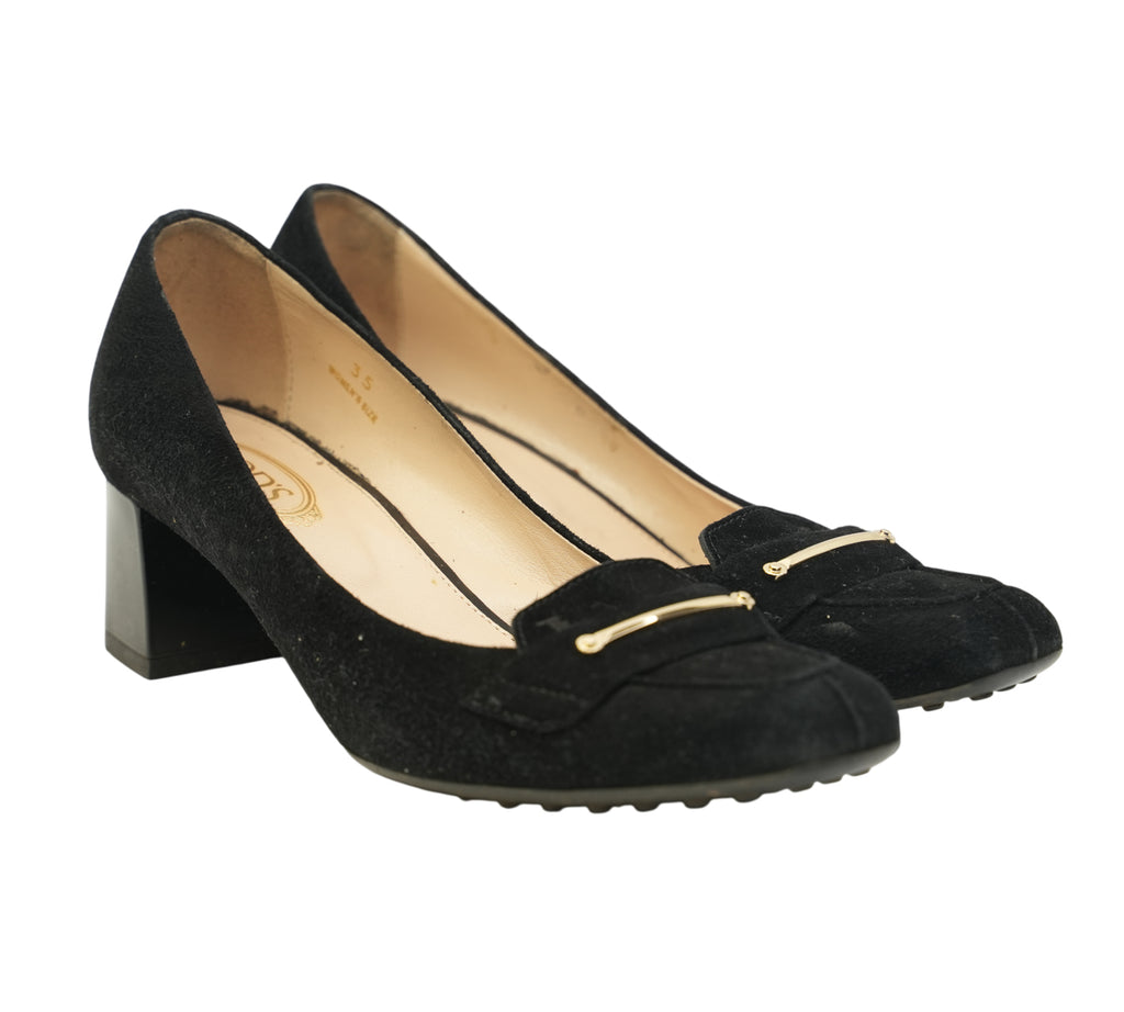 Black Suede Loafer Pumps Size 35 - Eur