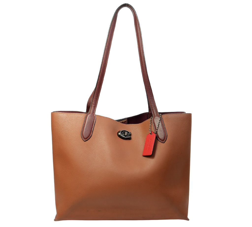 Colorblock Polished Pebble Leather Willow Tote