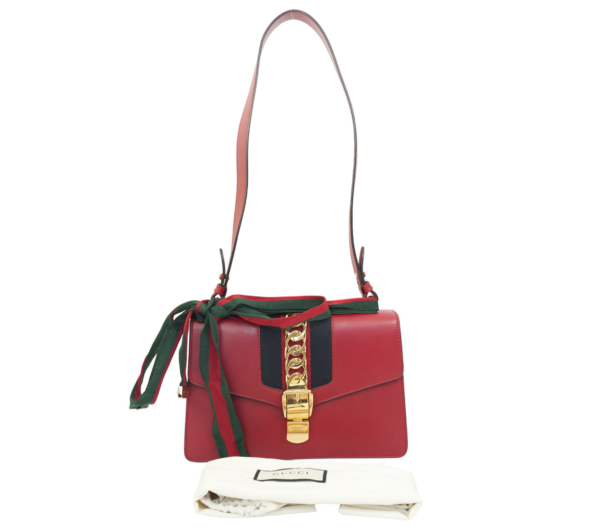 Gucci   Red Sylvie Leather Shoulder Bag