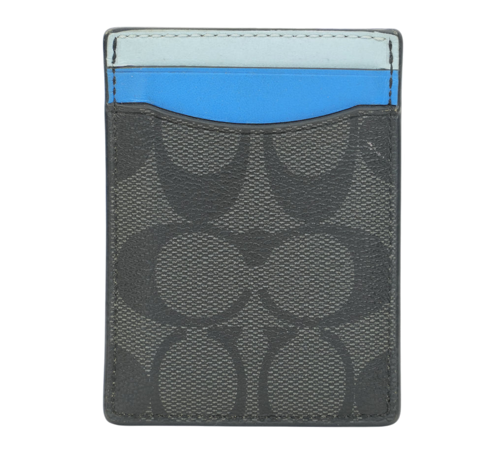 Charcoal / Blue Multi Card Case With Money Clip