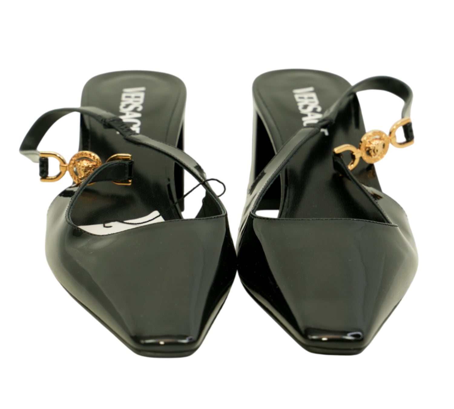 Black Medusa '95 Patent Leather Slingback Pump Size 40 - Eur