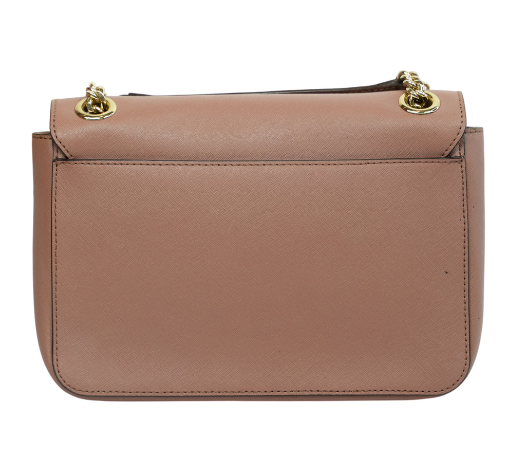 Dusty Rose Tina Medium Saffiano Leather Shoulder Flap Bag