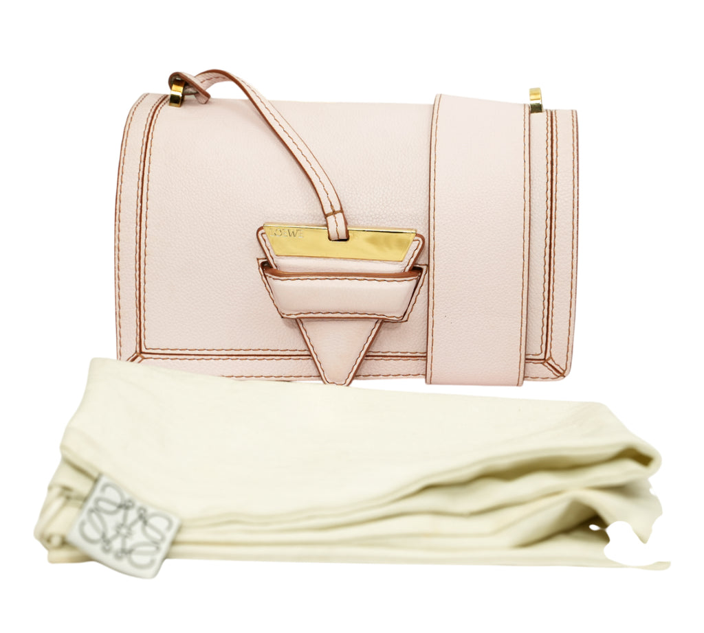 Soft Pink Grained Calfskin Barcelona Shoulder Bag