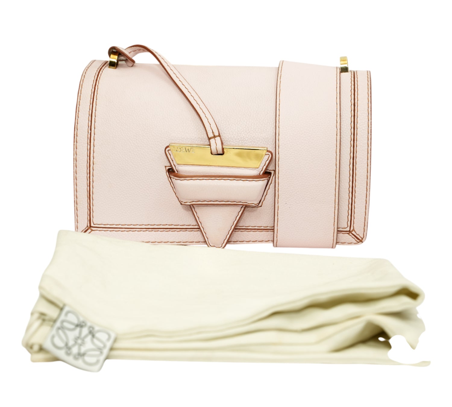 Soft Pink Grained Calfskin Barcelona Shoulder Bag
