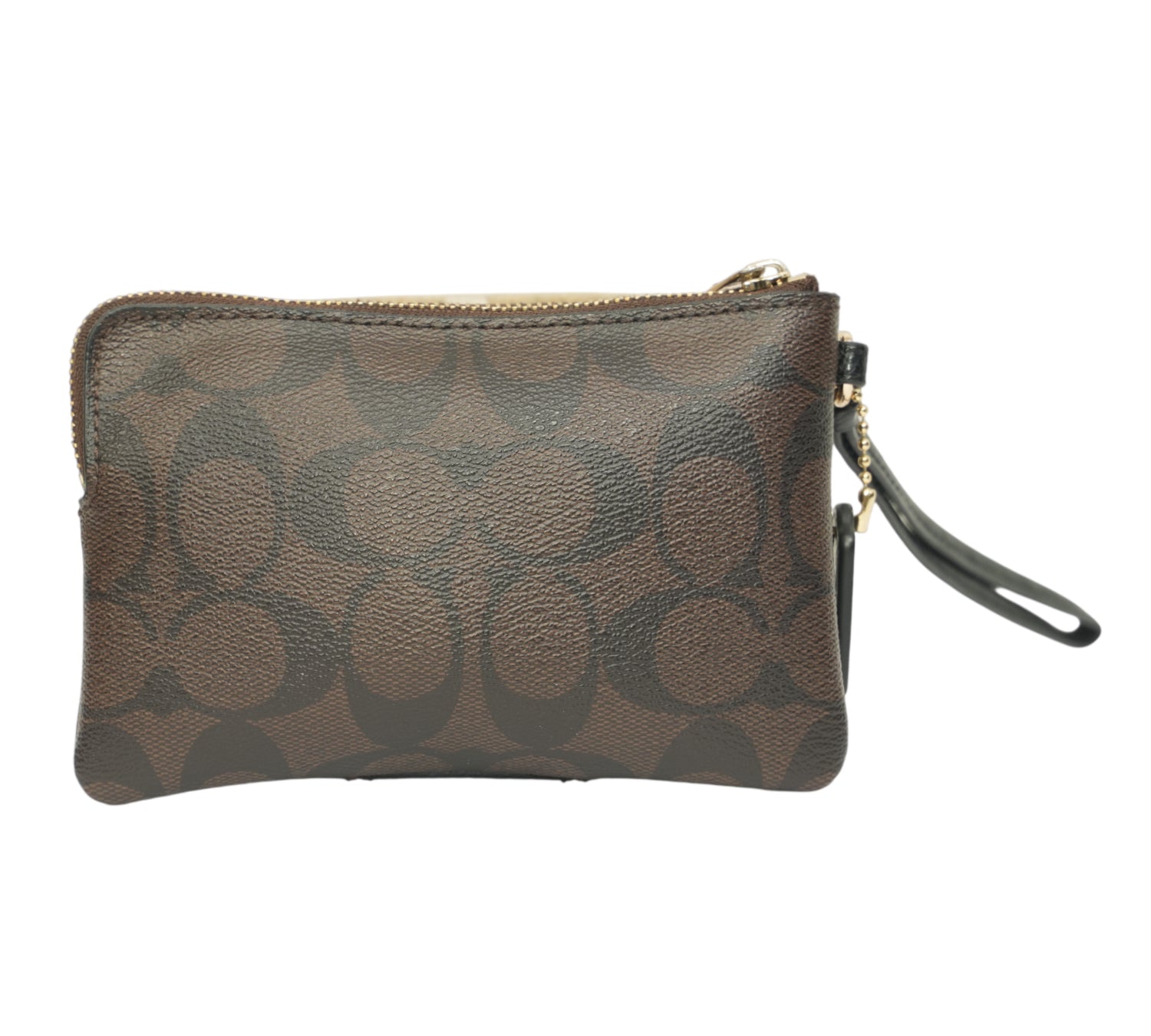 Walnut/Black Signature Canvas Corner Zip Wristlet