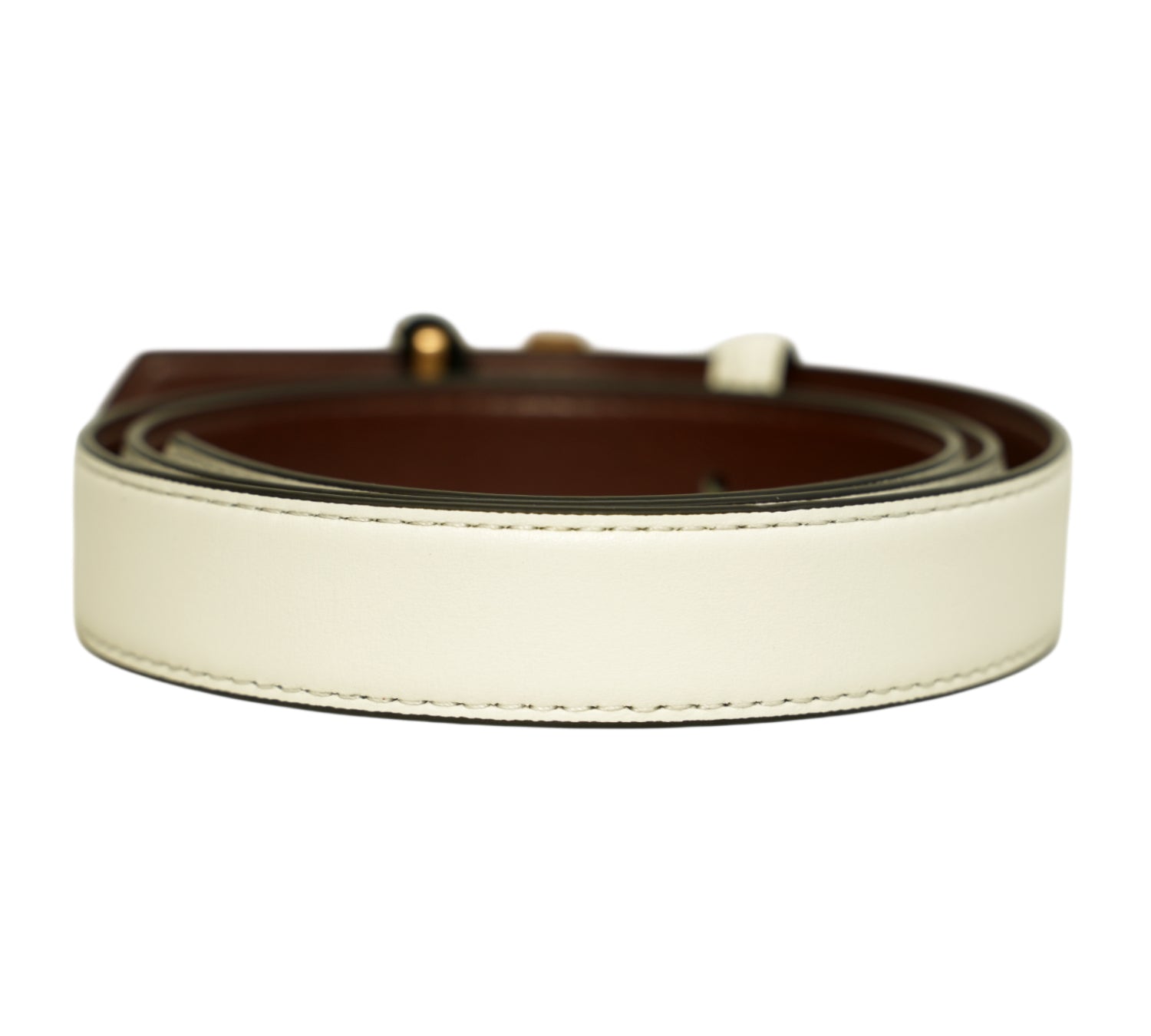 White K/Block Leather Belt Size - 85 Cm