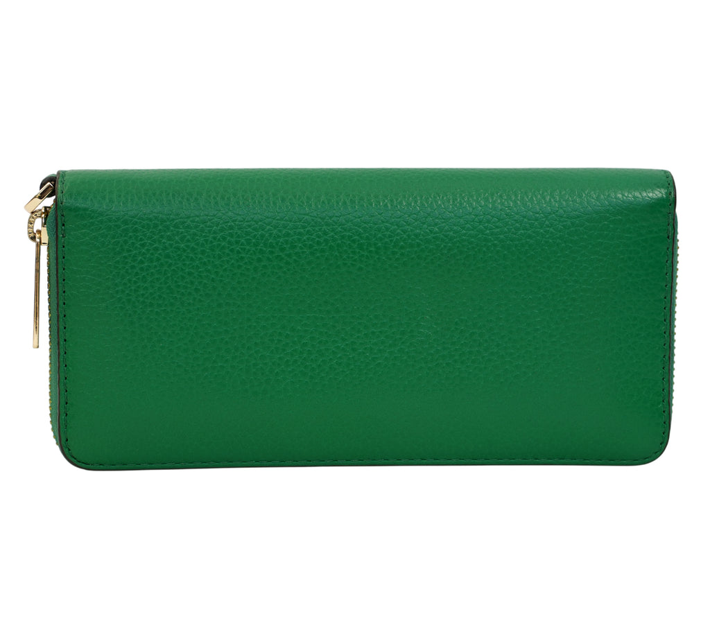 Palm Green Jet Set Travel Large Pebbled Leather Continental Wallet