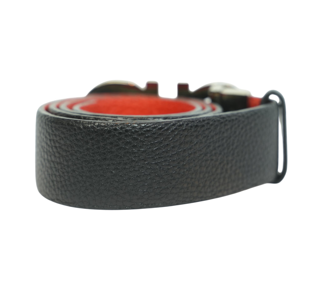 Black & Red Gancini Reversible Belt Size - 76 Cm