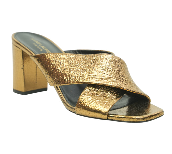 Loulou Metallic Leather Criss-Cross Mule Sandals Size 40 – Eur