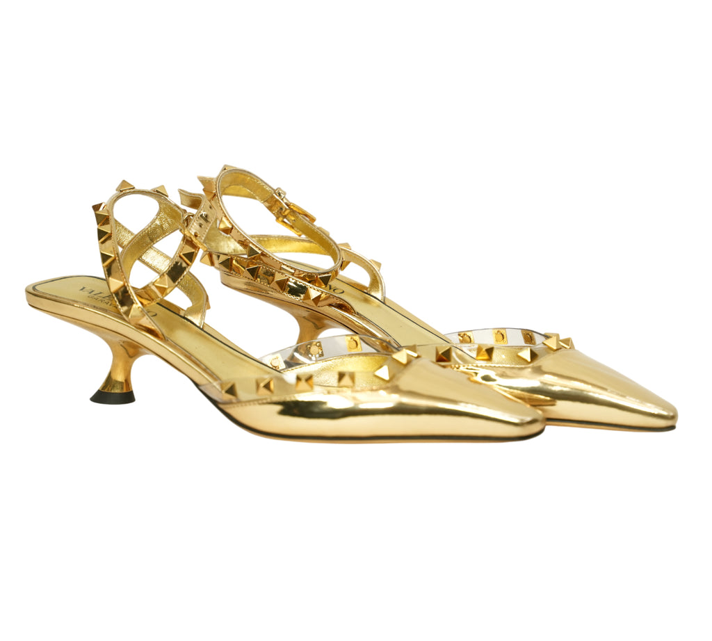 Garavani Rockstud Mirrored-Leather Pumps Size 35.5 - Eur