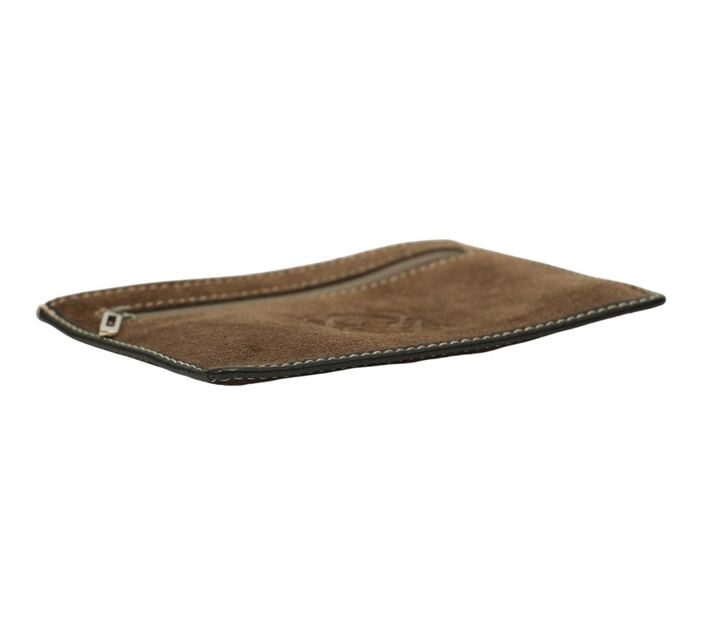 Suede Anagram Flat Pouch