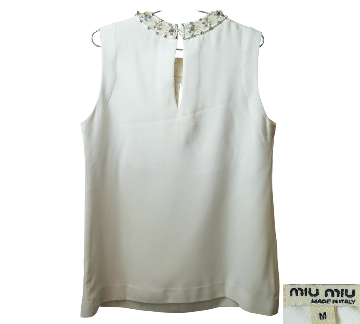 White Top With Embellished Neckline Size – M