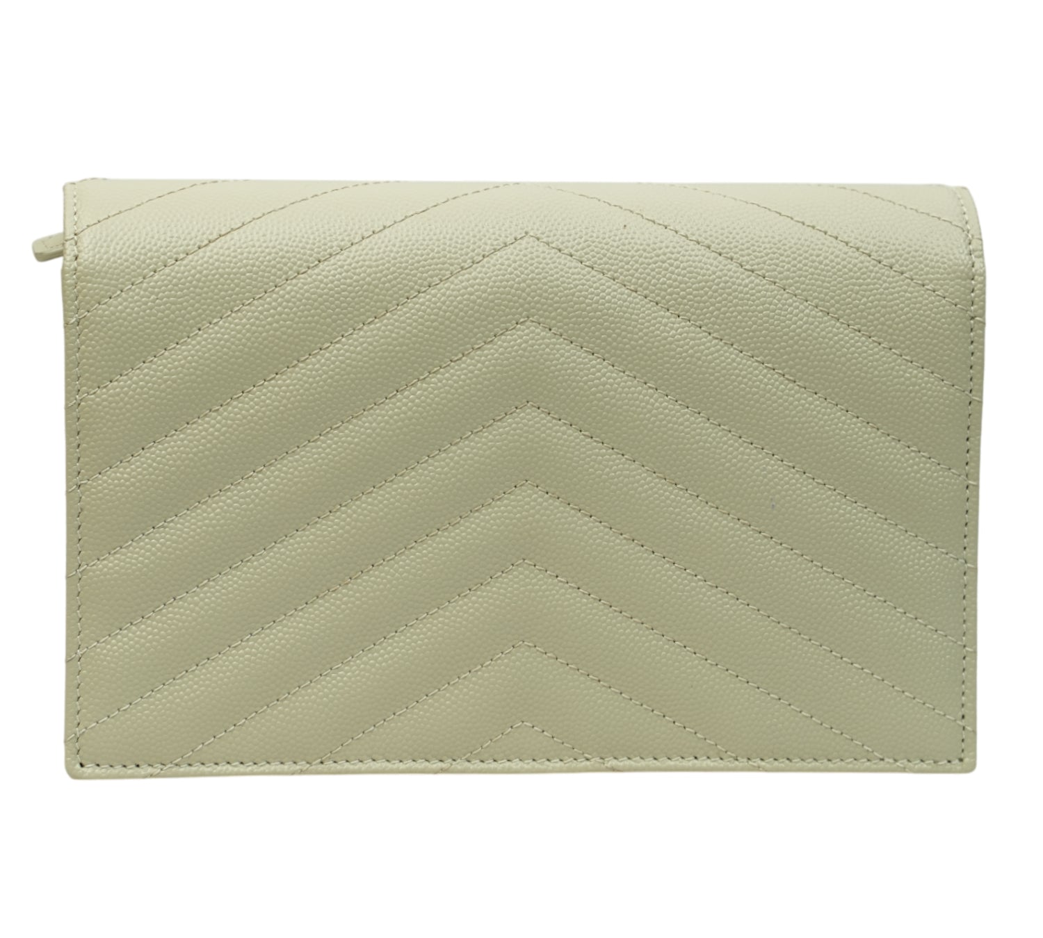 Yves Saint Laurent Crema Soft Cassandre Envelope Chain Wallet