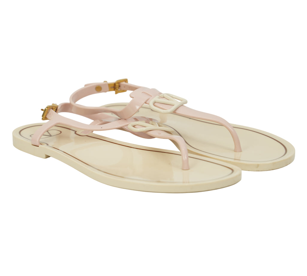 Garavani VLogo Rubber T-Strap Thong Jelly Sandals Size 40 - Eur