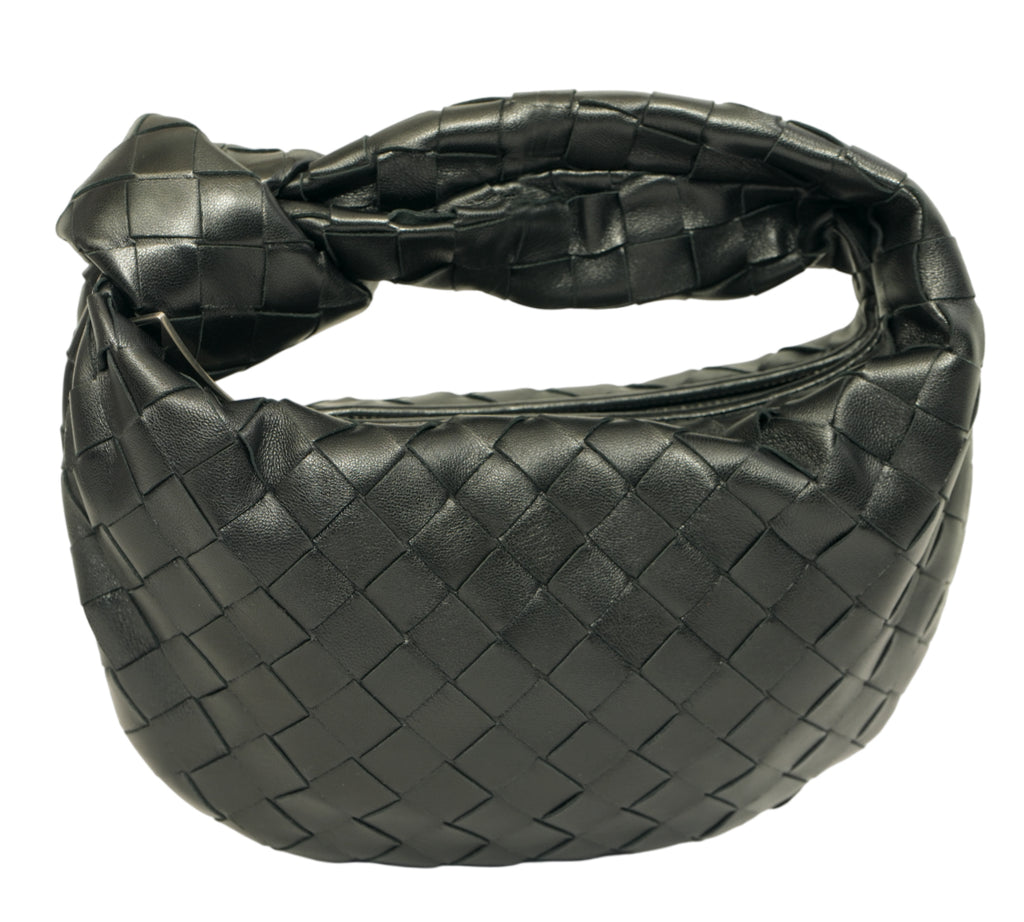 Black Intrecciato Leather Mini Jodie Bag