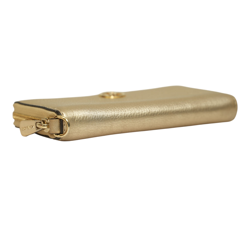 Pale Gold Fulton Zip-Around Leather Wallet