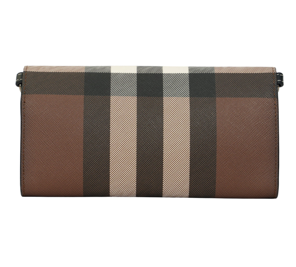 Dark Birch Brown Check Chain Strap Wallet