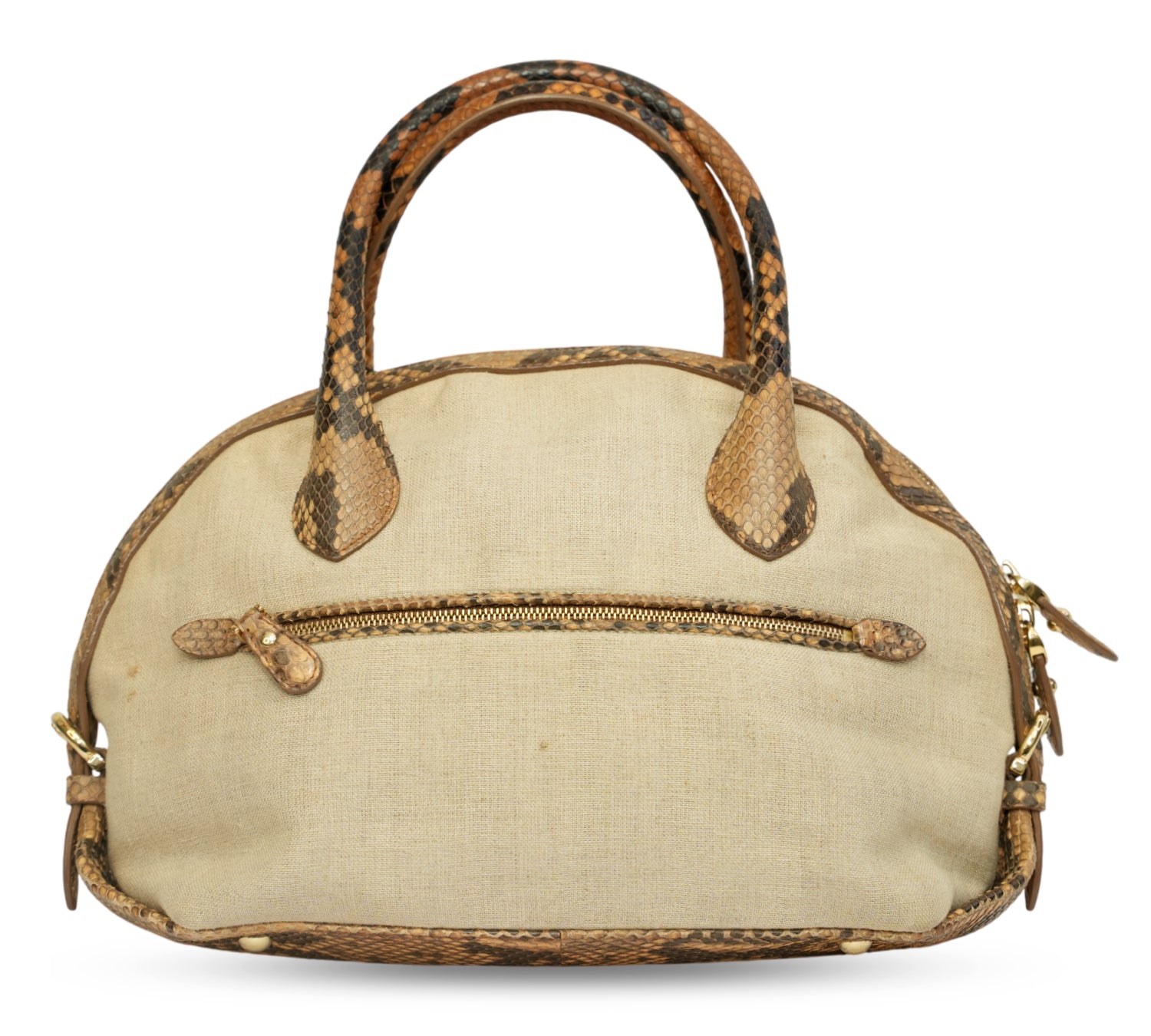 Fiamma Snakeskin & Canvas Handbag