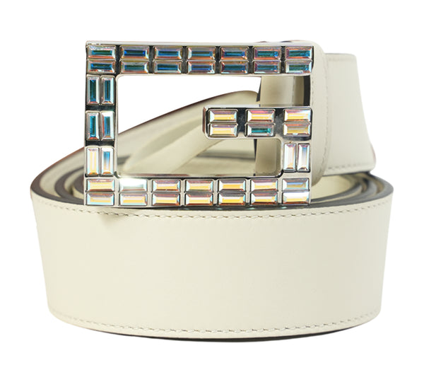 Calfskin Crystal Square G Madelyn Belt Size - 85 Cm