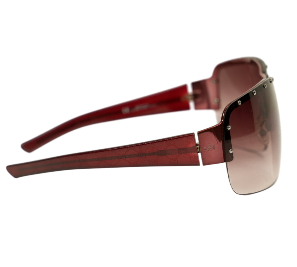 Studded Rimless Shield Sunglasses