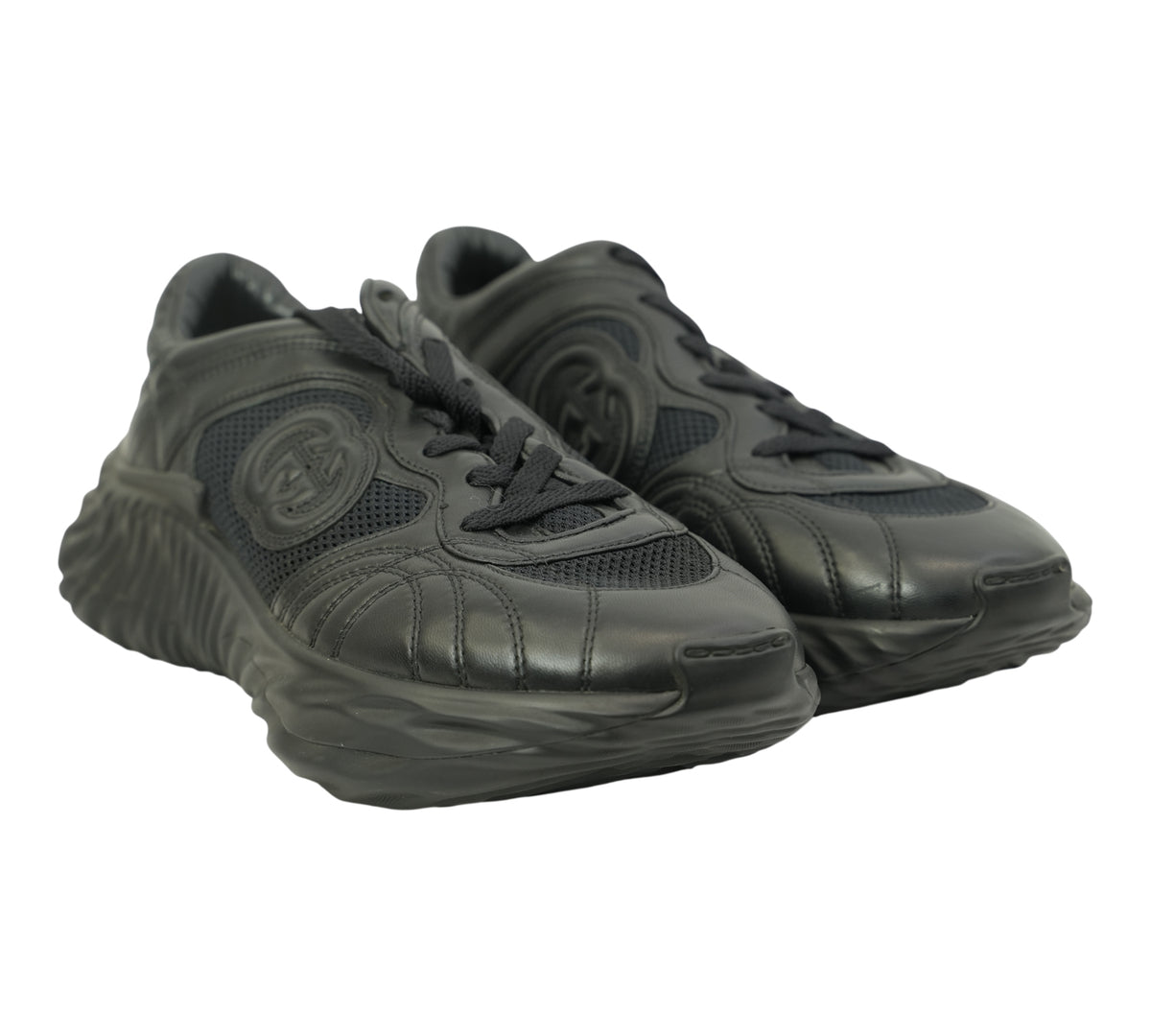 Gucci   Black Interlocking G Low-Top Ripple Sneakers Size - 8