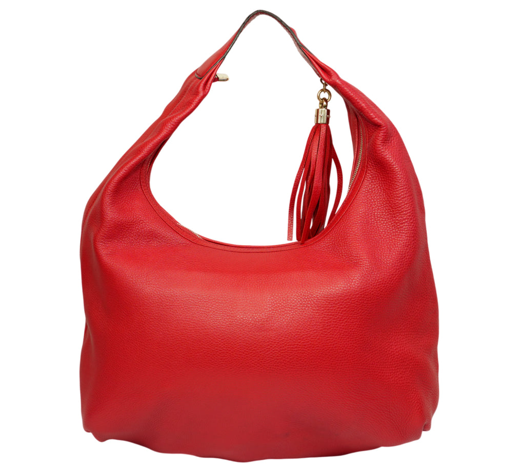 Red Soho Leather Large Hobo Bag