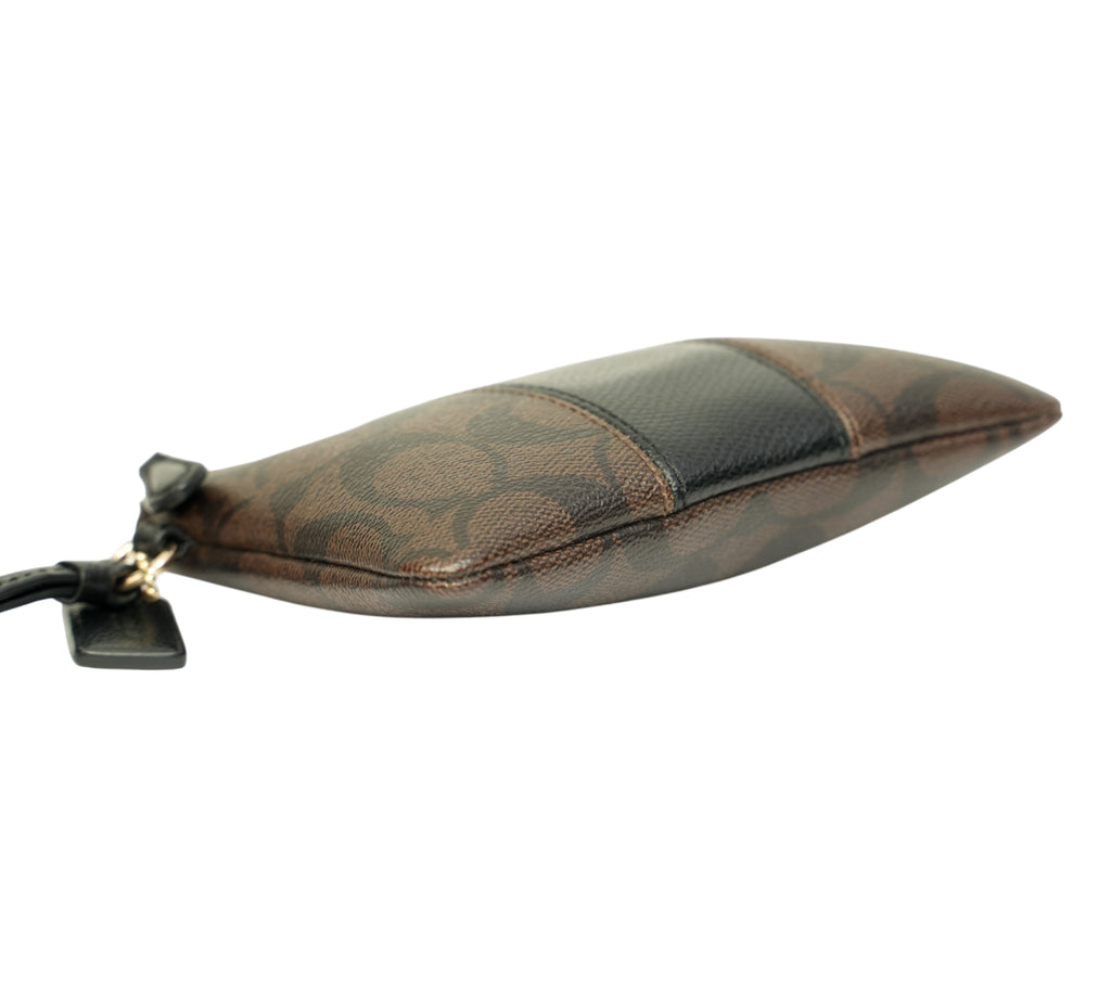 Walnut/Black Signature Canvas Corner Zip Wristlet
