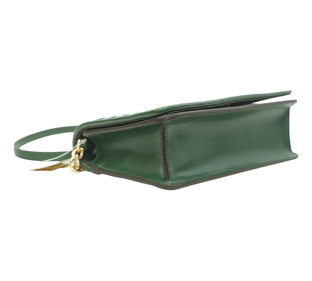 Moss Green Jet Set Medium Woven Crossbody Bag