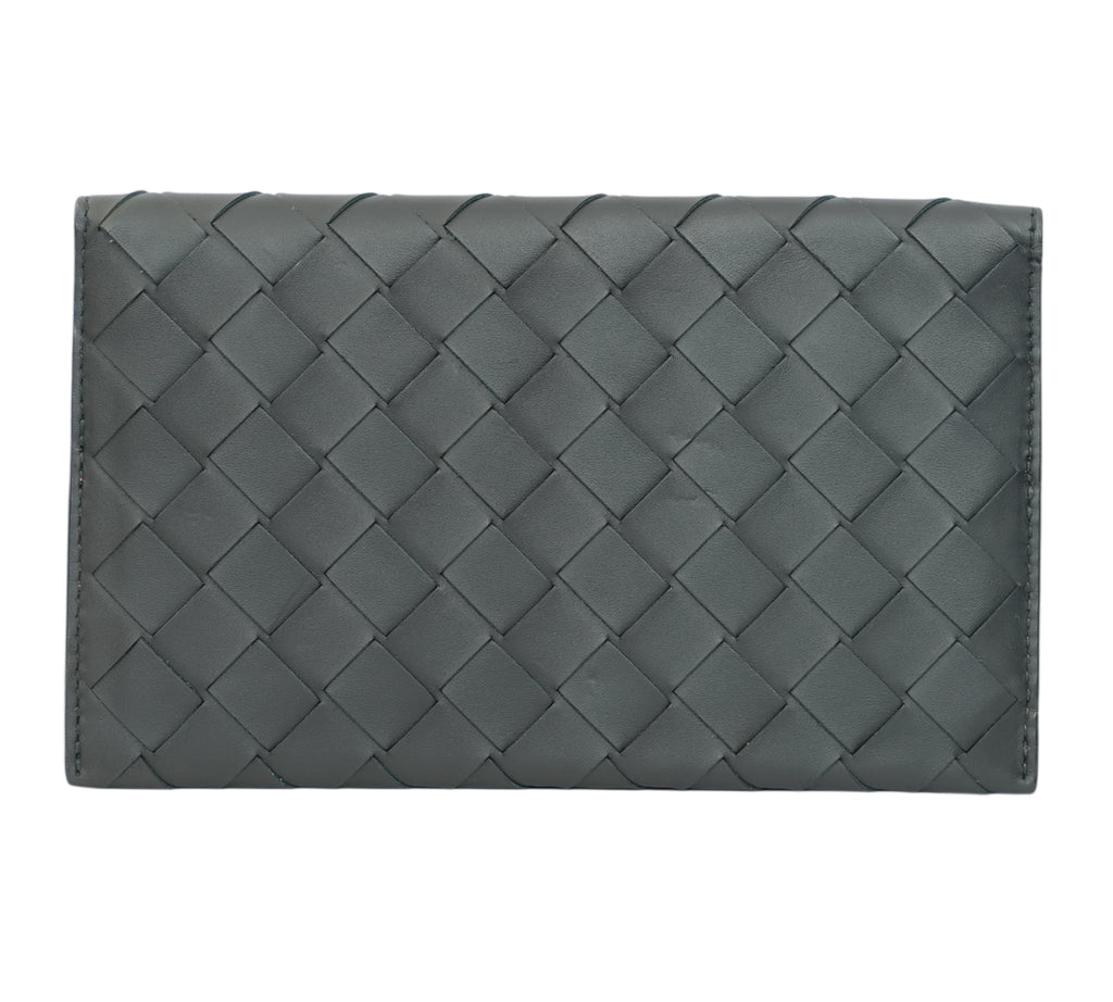 Black Intrecciato Large Flap Wallet